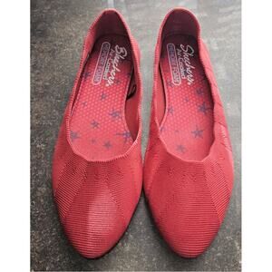 Women's Sketchers Cleo Bewitch Ballet Flat Air Cooled, Memory Foam, Red, Sz 6.5